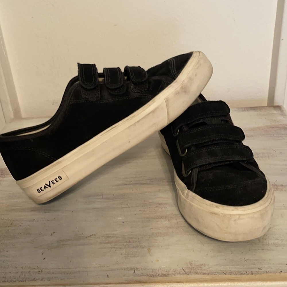 SUPERGA BLACK SUEDE VELCRO